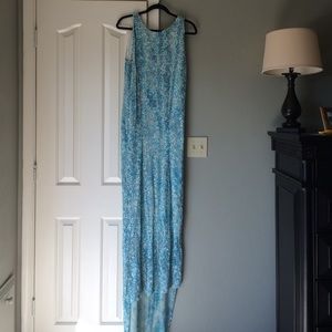 Beaded/sequined gown with train