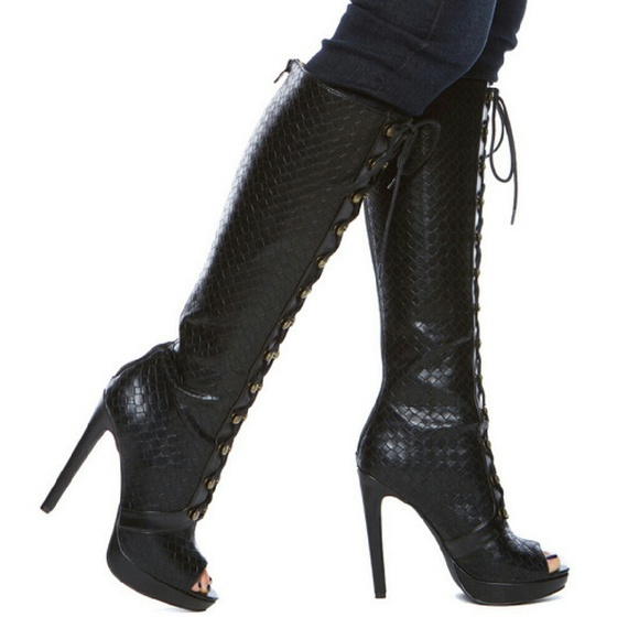Knee high open toe boot