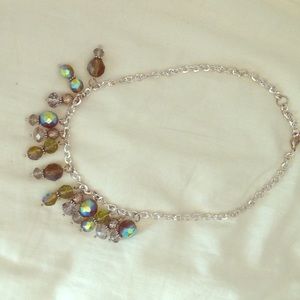 Metallic, green beaded necklace