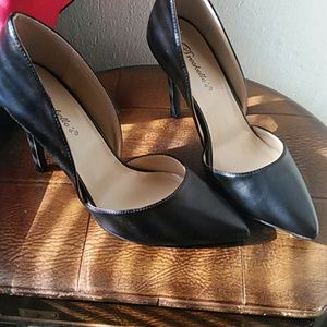 Black pleather heels