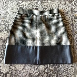 JCrew houndstooth and faux leather skirt