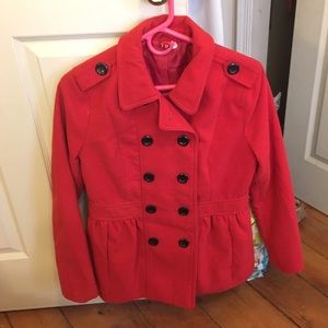 H&M Red Peacoat Jacket Like New