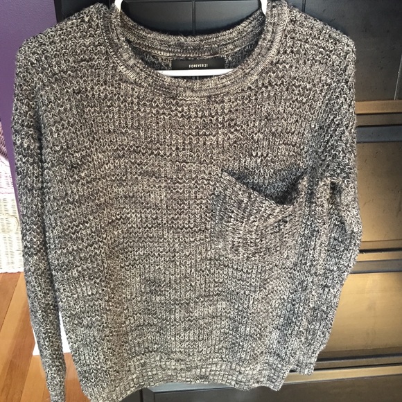 Black/Gray Marl Pocket Sweater