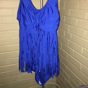 Royal Blue plus size Body Suit w/ Tassles