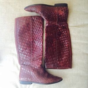Brazilian leather woven boots