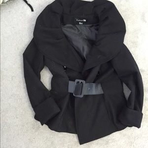 NEW forever 21 career jacket with belt Small