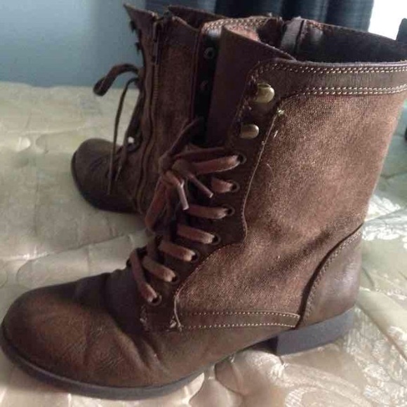 Brown combat boots