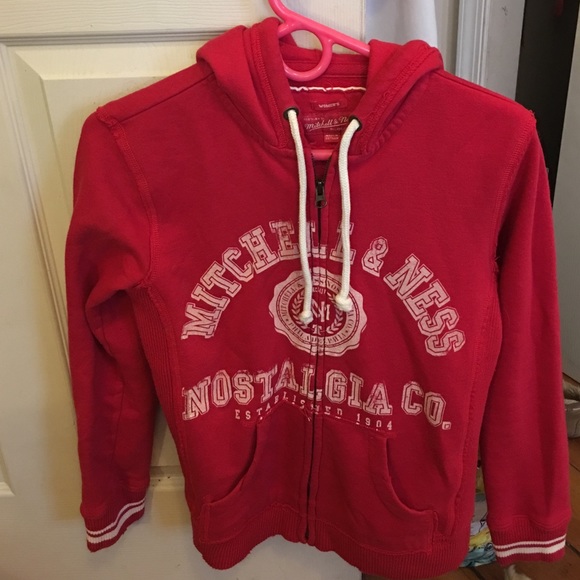 Mitchell & Ness Red Zip-Up Hoodie Like New M