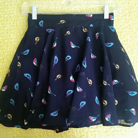Dark blue skirt with birds