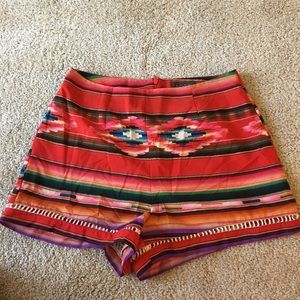 ASTR High Waisted Red Aztec Tribal Shorts