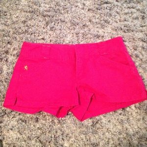 Hot pink jean shorts from express