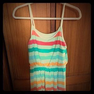 Mint green stripes maxi dress