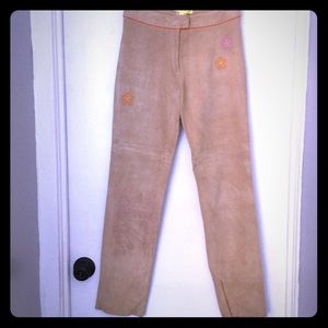 Boho Embroidered Suede Pant