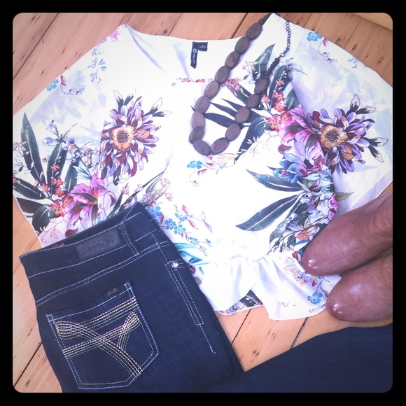 Floral batwing blouse
