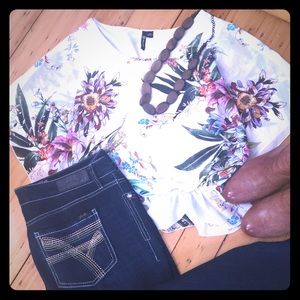 Floral batwing blouse