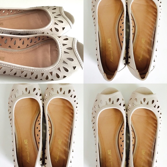 Taupe | Open toe flats | Size in W