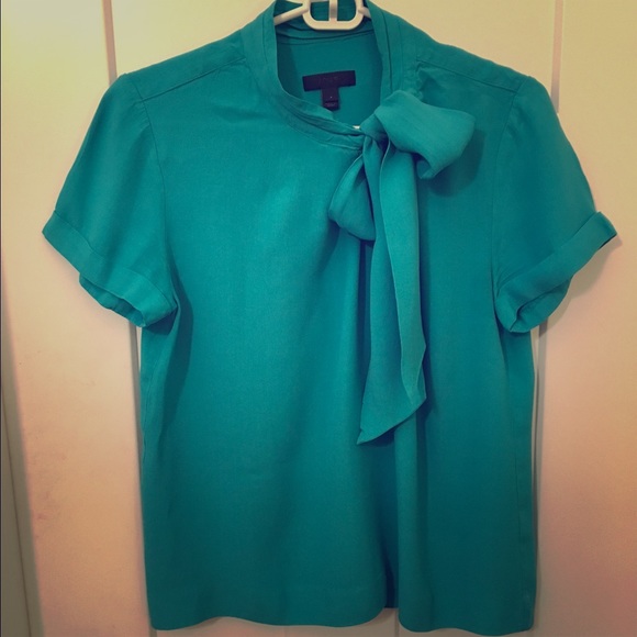 Teal pussybow silk blouse, only worn once