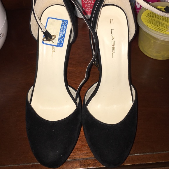 Black suede heels
