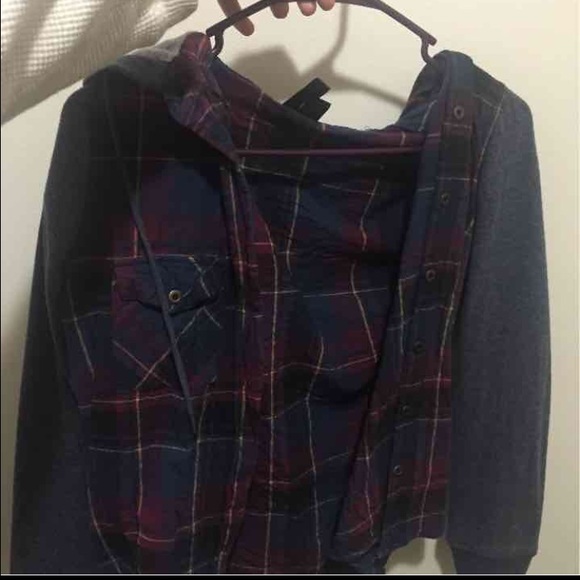 Flannel hooded jacket