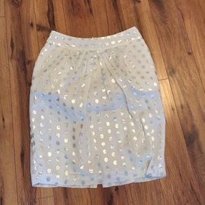 Beige with silver dots knee length skirt