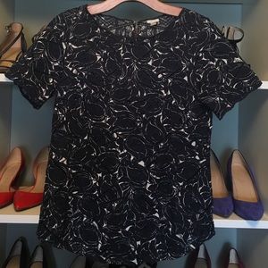 Navy and white detailed J Crew top