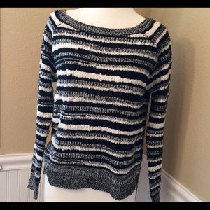 Black and white stripped sweater with zipper back