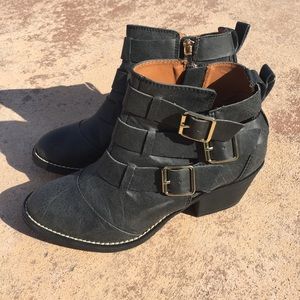 Report Aydin Black Belted Cutout Ankle Boots