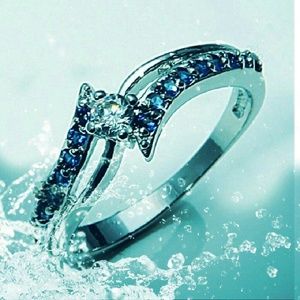 14k Gld FILLED Blue/White Sapphire Round Cut ??