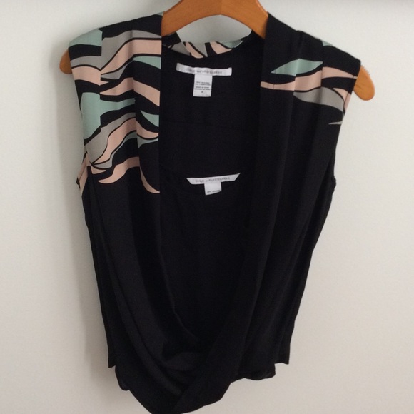 DVF drape front sleeveless silk top, size 2