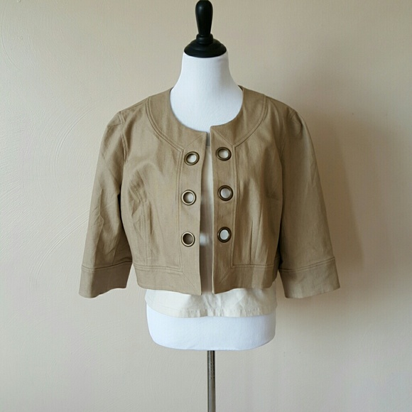 Khaki jacket with grommet details
