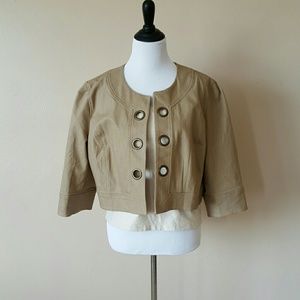 Khaki jacket with grommet details