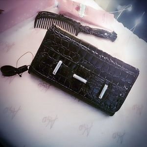 [sold] Black Faux croc skin wallet