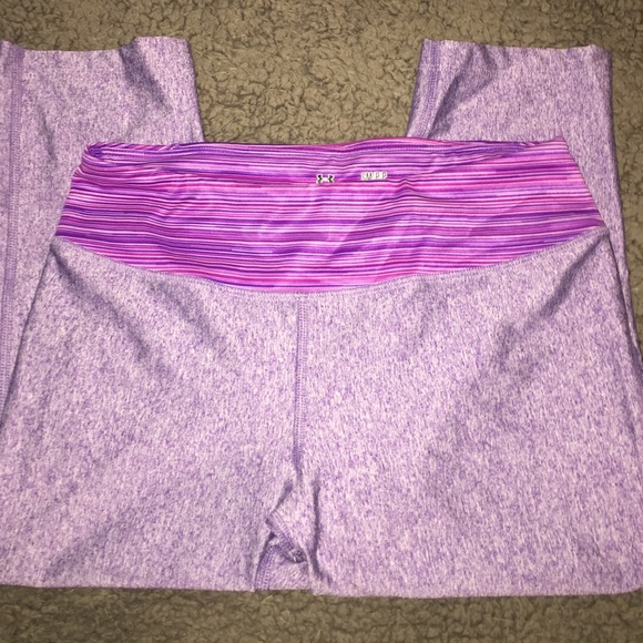 cropped purple under armour leggings
