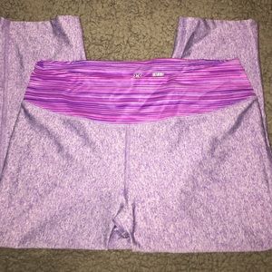 cropped purple under armour leggings