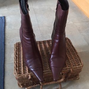 Nine West Brown Pointy Toe Ankle Boots