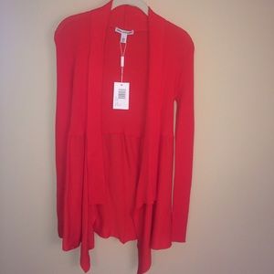 Orange ribbed drape cardigan