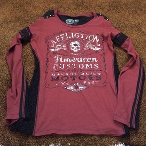 Dark Red & Black Affliction Shirt!