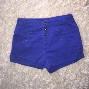 High waisted blue shorts