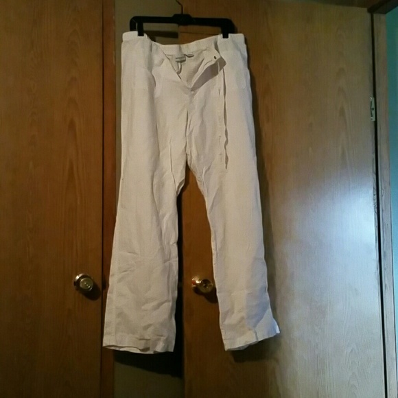 White drawstring pants.