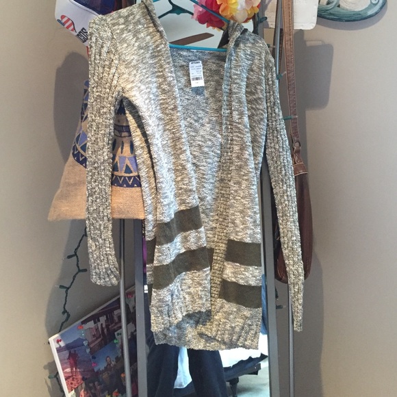 Grey Striped Sweater Hoodie