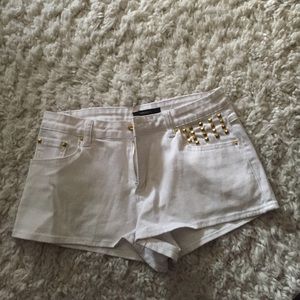 Regular white shorts with gold