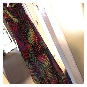 Strapless belted maxi dress