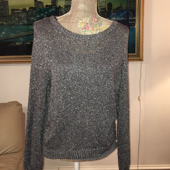 BNWOT H&M sparkly gray zipper backed sweater