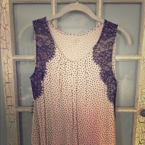 Loft Polka dot dressy tank with Lace