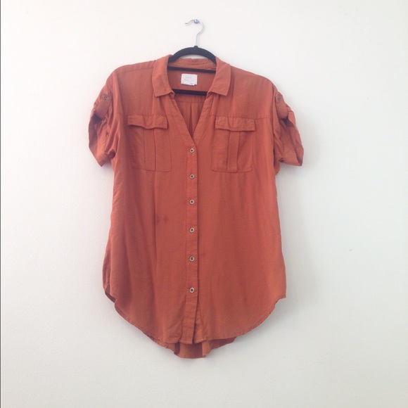 Burnt Orange Button Tee