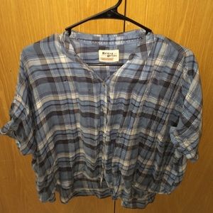 Blue plaid button down