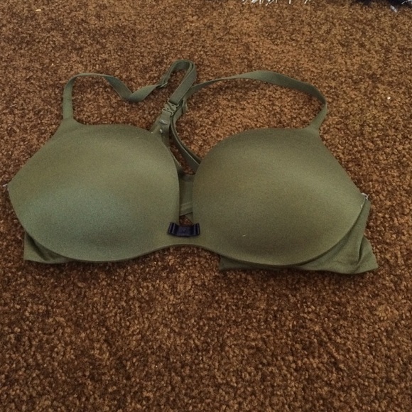 Olive green Victoria's Secret plunge push-up bra