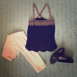 Lace, embroidered tank