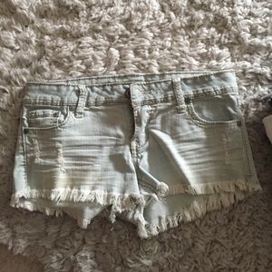 Light denim jean shorts