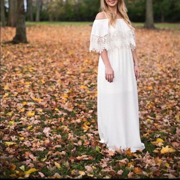 White off the shoulder maxi dress